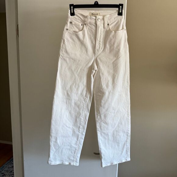 Madewell The Perfect Vintage Wide-Leg Crop Jean High Waist Ecru Off White 24 EUC - Picture 1 of 12